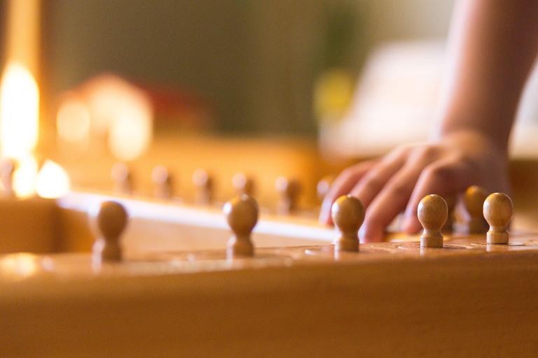 Child using cylinder blocks