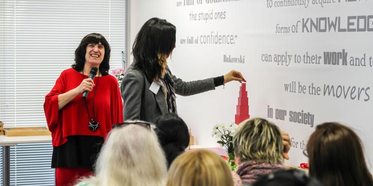 Montessori training of trainers with pink tower